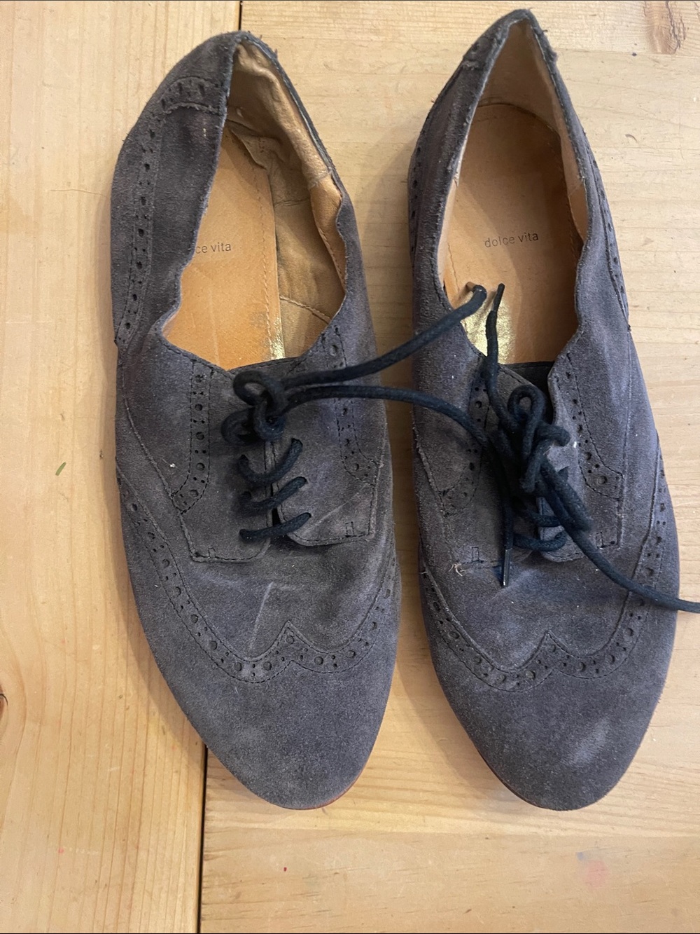 Dolce Vita Men's Gray Suede Wingtip Derby Oxfords